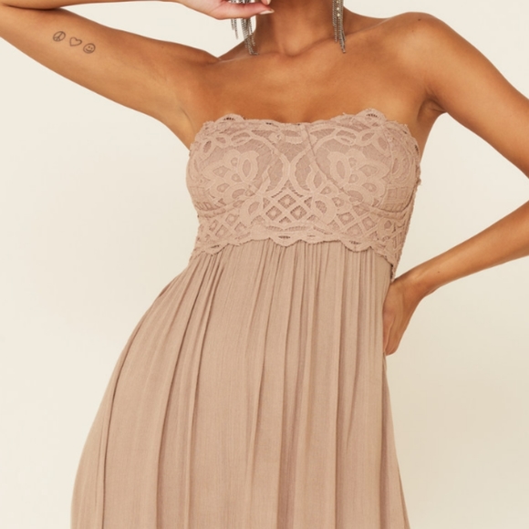 NWT Adella Free People Strapless Pink Dusty Rose Maxi Dress - Picture 2 of 5